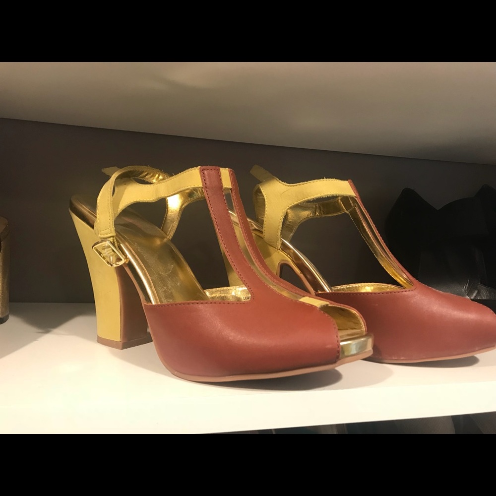 SEYCHELLES MIXED LEATHER YELLOW HEELS